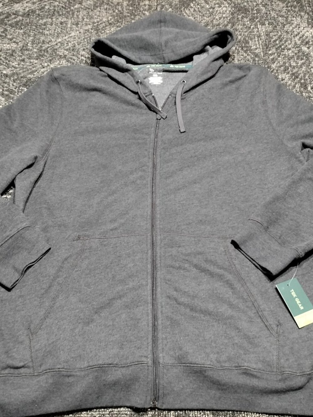 Tek Gear Hoodie Mens Medium Charcoal Ultrasoft Fleece Full Zip Sweatshirt NEW